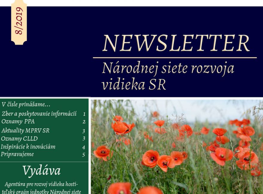 NEWSLETTER Národnej siete rozvoja vidieka SR | 8/2019