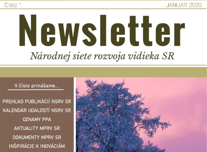NEWSLETTER Národnej siete rozvoja vidieka SR | 01/2020